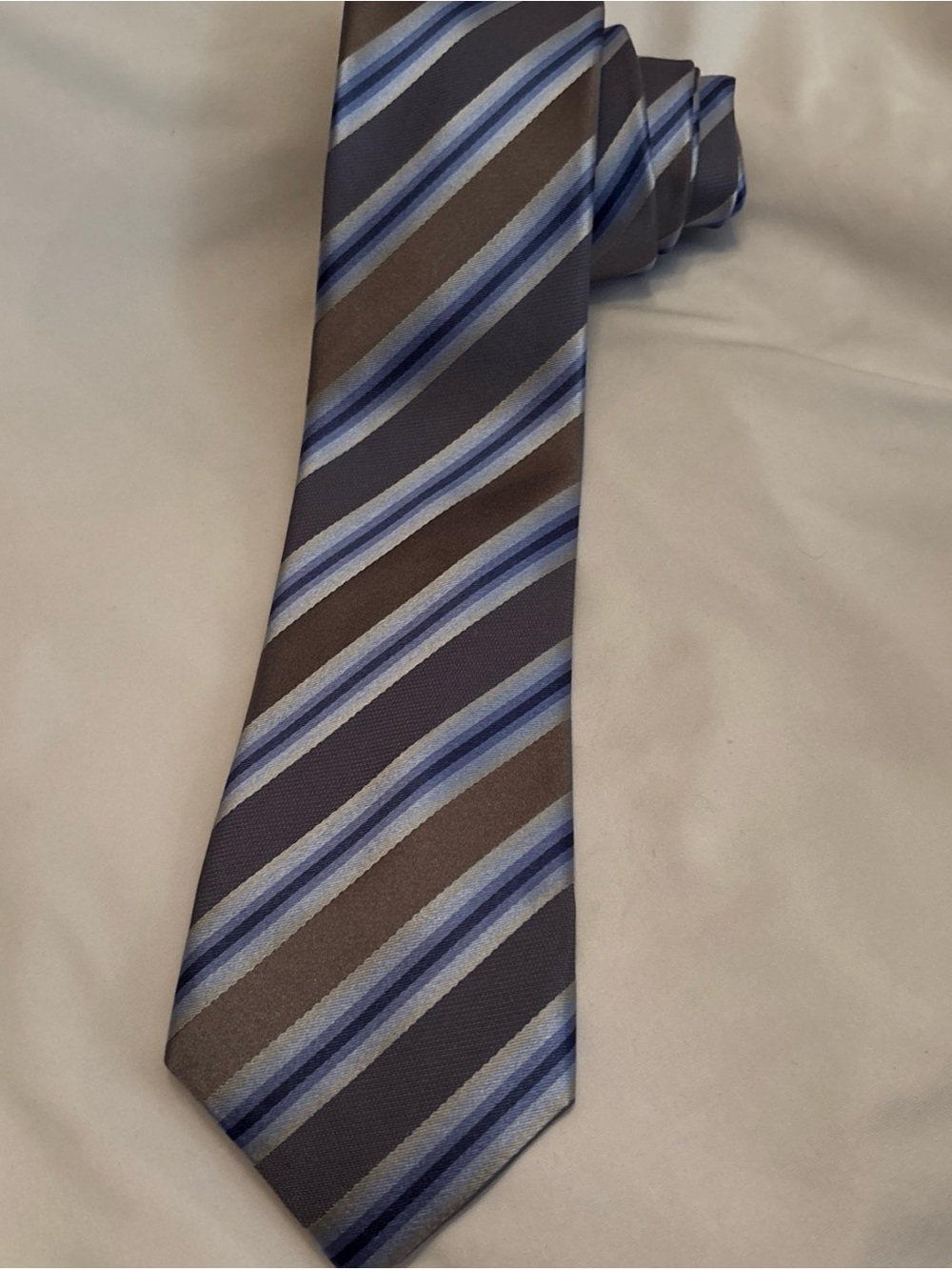 Kenneth Cole Men's Blue and Brown Striped Tie